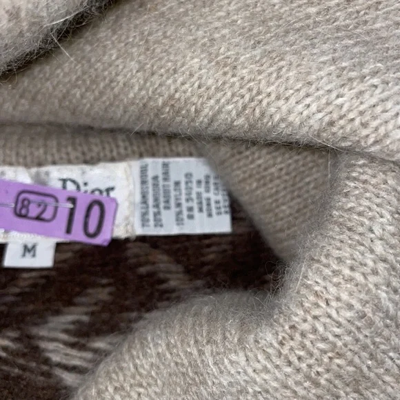 Christian Dior Angora wool sweater cowl neck M tan brown
